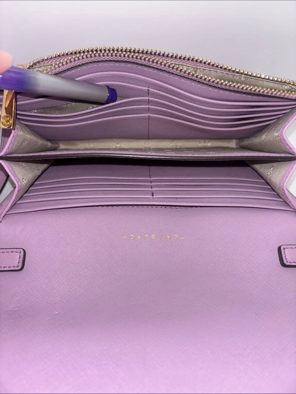 Tory Burch lavender saffiano